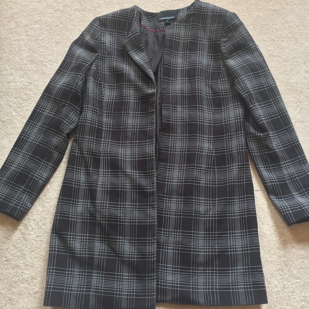 Cynthia Rowley Plaid Long Blazer Coat Wear to Work
